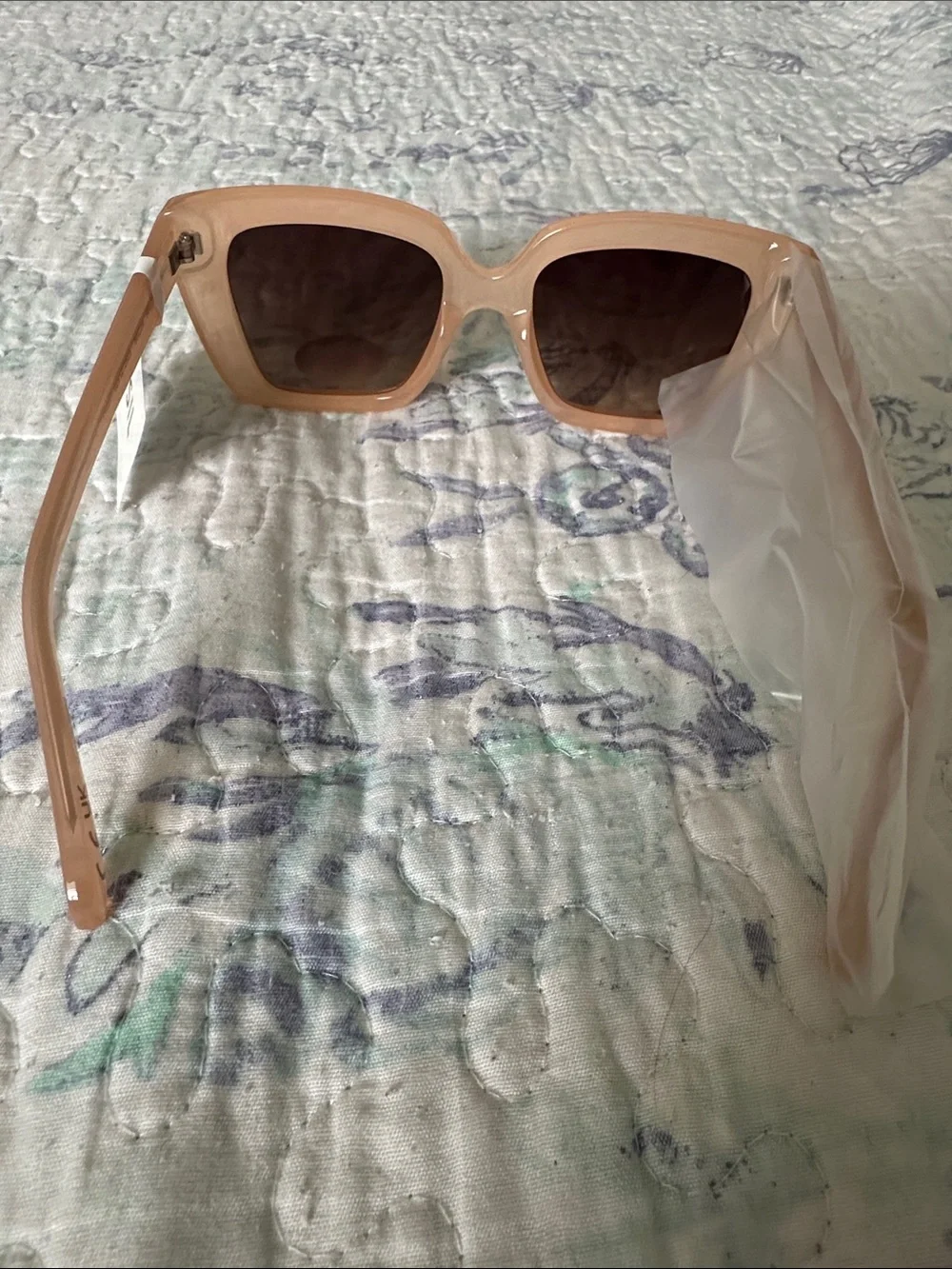 Fossil Women's Blush Pink Square Sunglasses with Brown Gradient Lenses